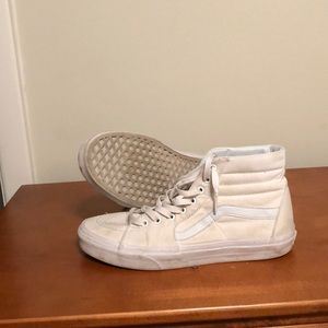 All white high top vans